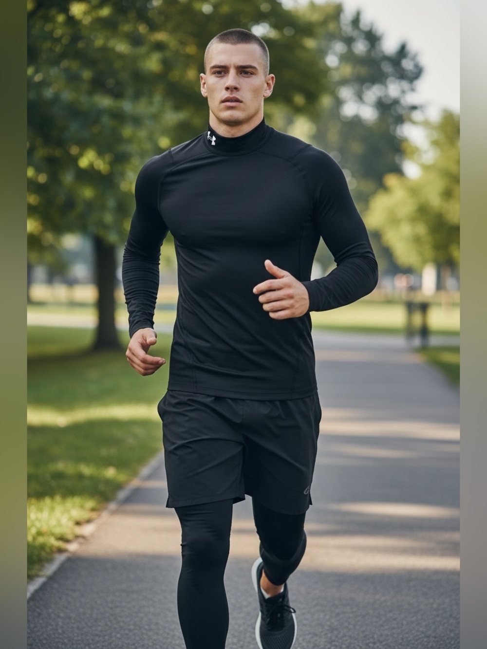 Under Armour Black Compression Coldgear Mock Neck Long Sleeve Men's Medium